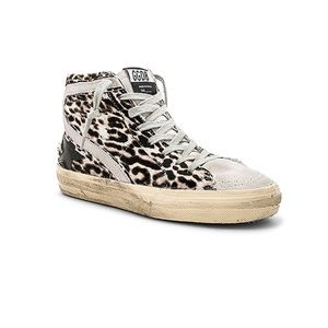 White & Black Leopard Pony Slides